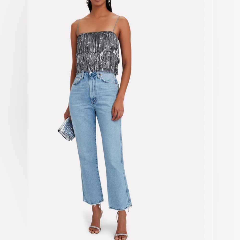 Saylor fringe sequin crop top